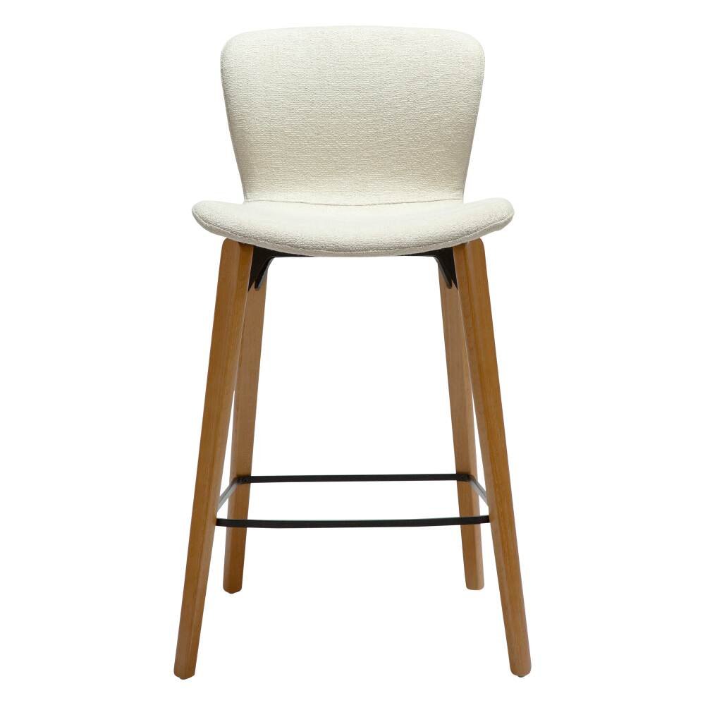 paragon counter stool bone white boucle fabric w oak legs 300202107 02 front