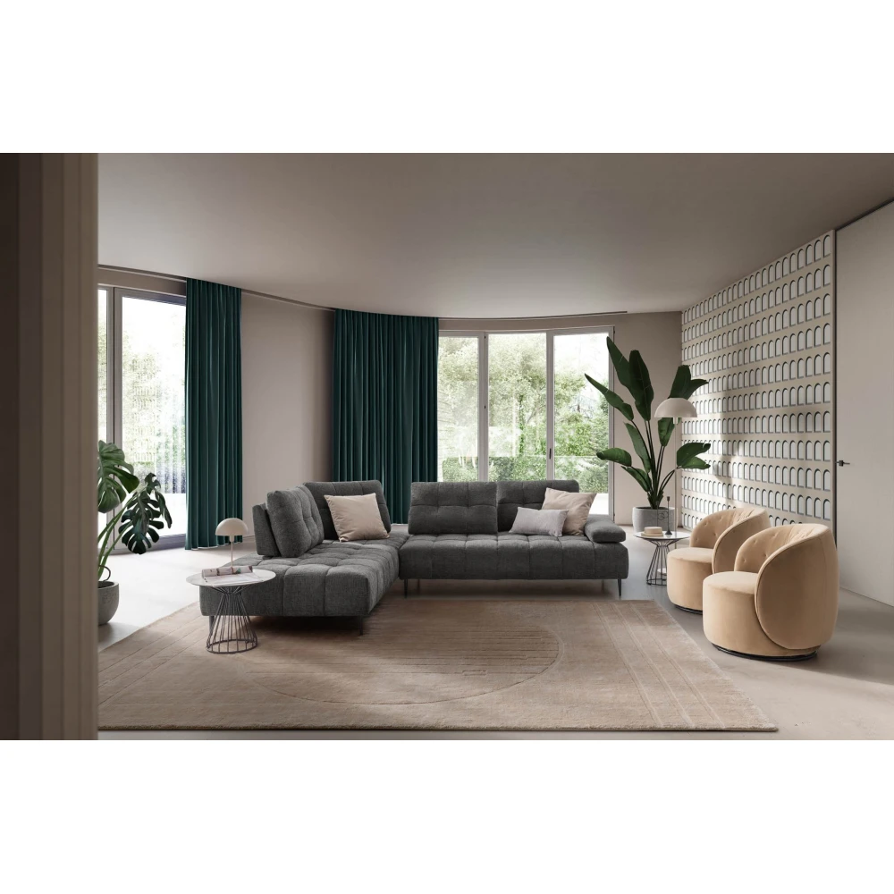 Sofa Joplin – modulinė kampinė sofa su reguliuojama sėdine ir „Memory Foam“ komfortu
