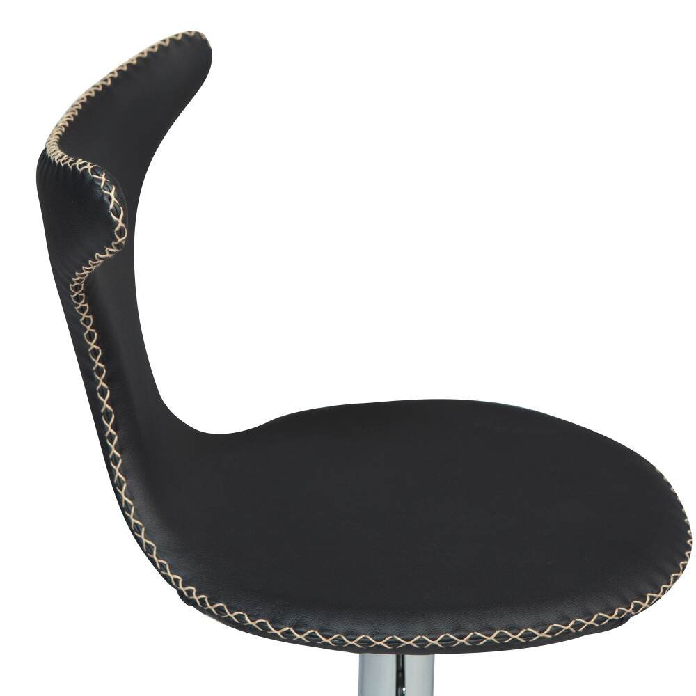 dolphin bar stool black leather with round polished steel base with gaslift 200458610 04 detail2