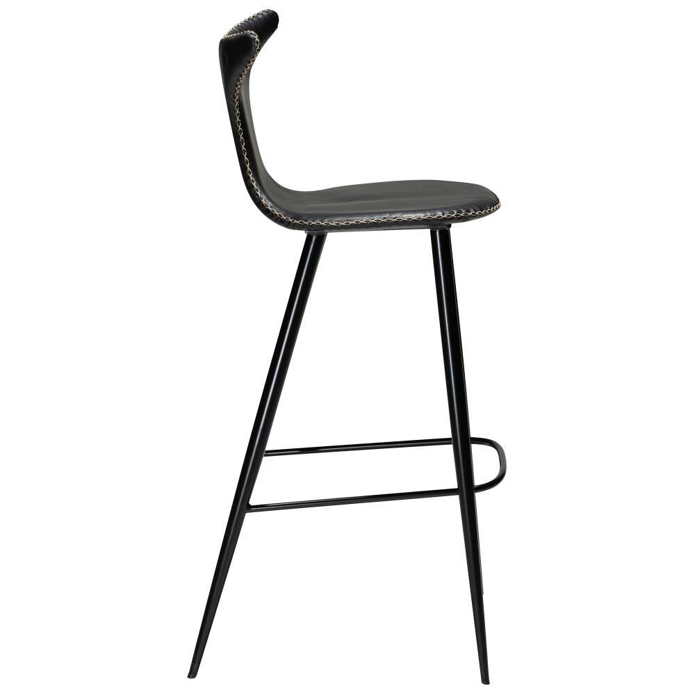 dolphin bar stool vintage black art leather with black conical metal legs 200458620 03 profile
