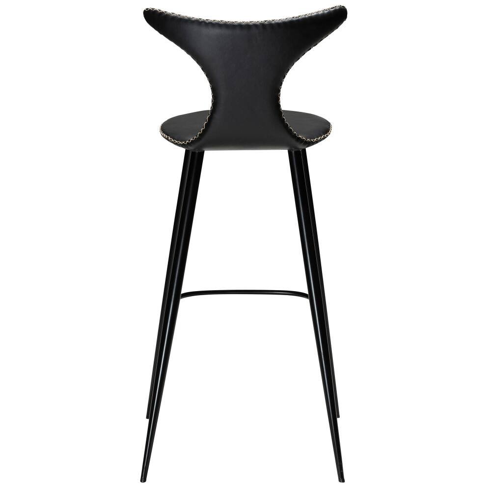 dolphin bar stool vintage black art leather with black conical metal legs 200458620 04 back