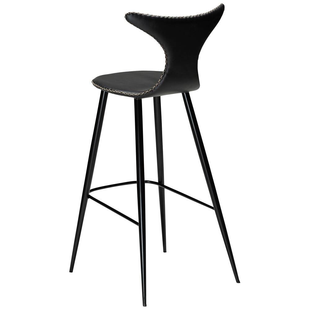 dolphin bar stool vintage black art leather with black conical metal legs 200458620 05 back angle