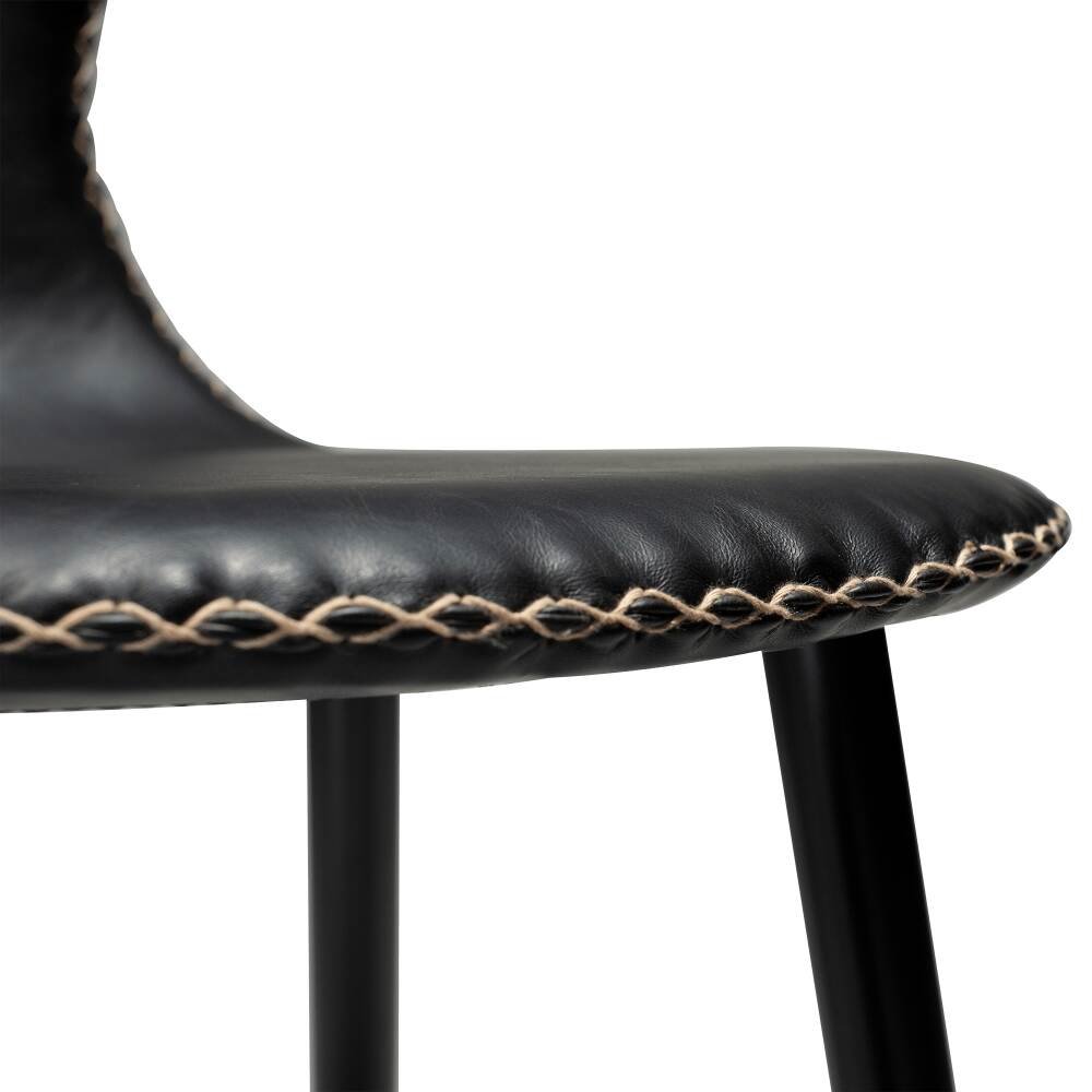 dolphin bar stool vintage black art leather with black conical metal legs 200458620 06 detail1