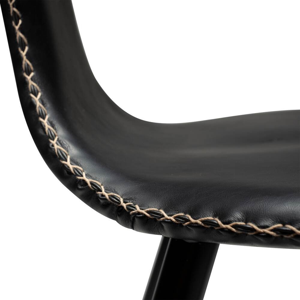 dolphin bar stool vintage black art leather with black conical metal legs 200458620 07 detail2
