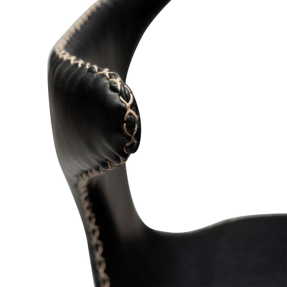 dolphin bar stool vintage black art leather with black conical metal legs 200458620 08 detail3