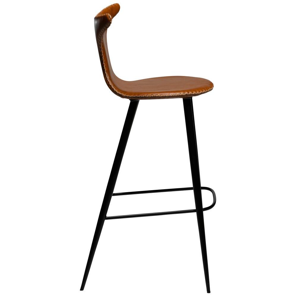 dolphin bar stool vintage light brown art leather with black conical metal legs 200458630 03 profile