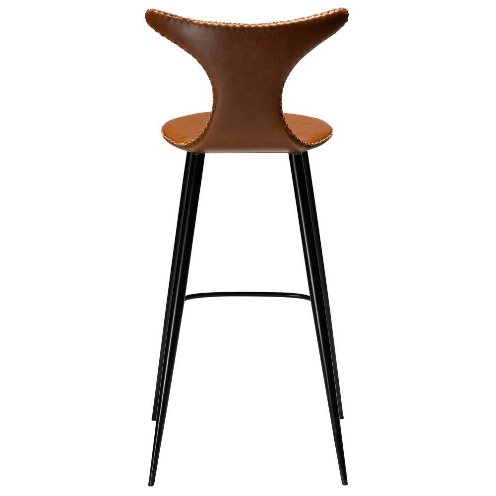 dolphin bar stool vintage light brown art leather with black conical metal legs 200458630 04 back