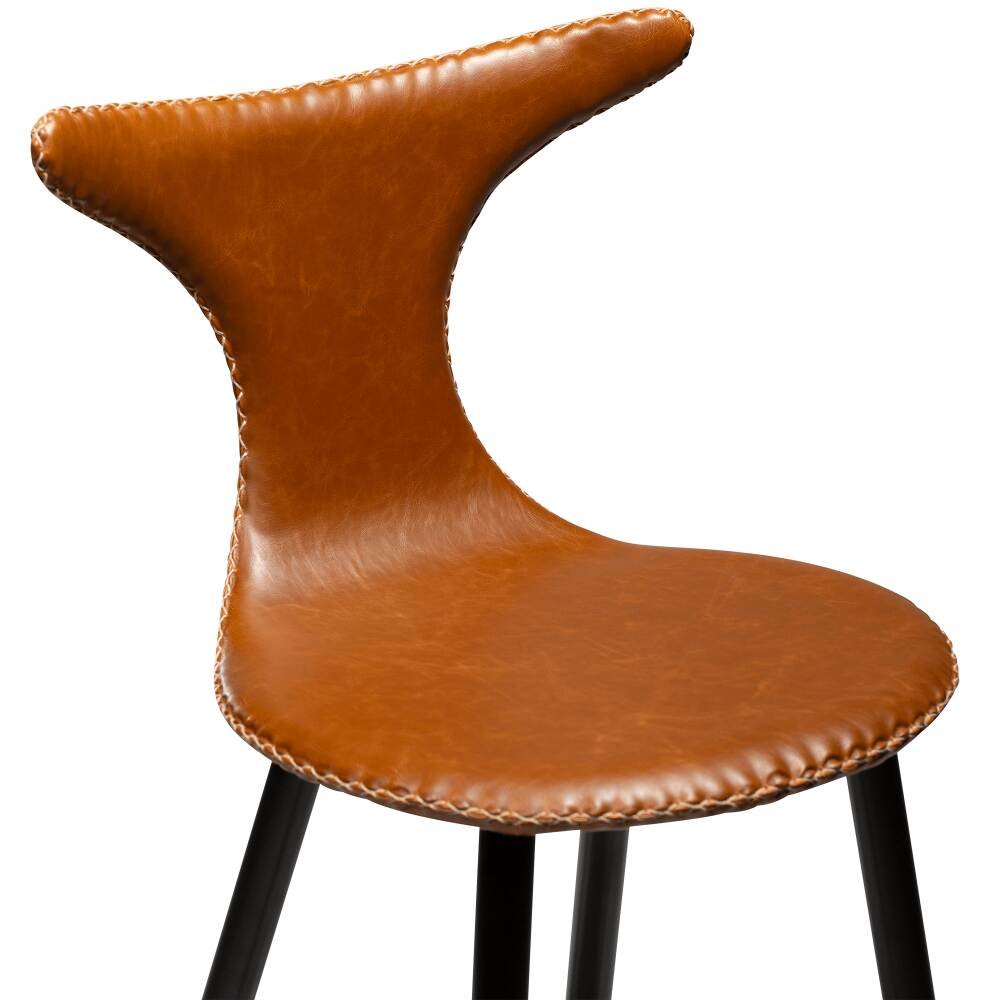 dolphin bar stool vintage light brown art leather with black conical metal legs 200458630 06 detail1