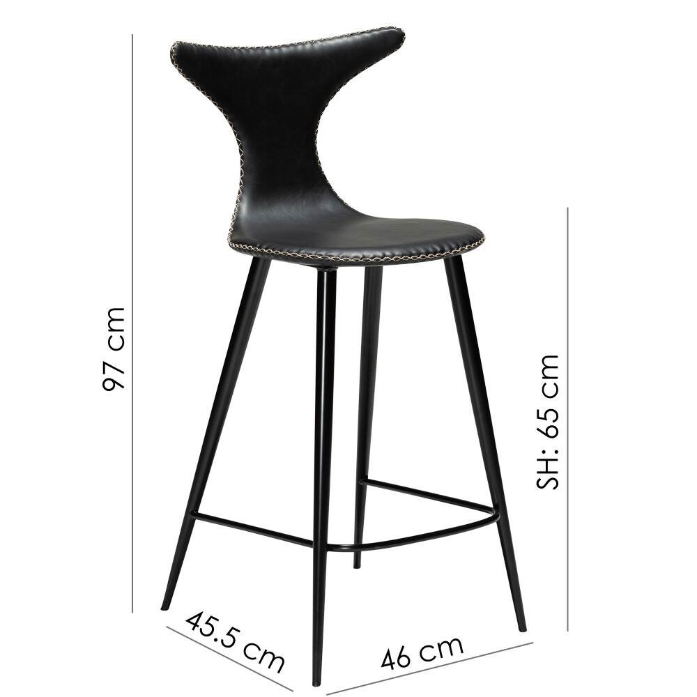 dolphin counter stool vintage light brown art leather with black conical metal legs 200458730 15 measurements