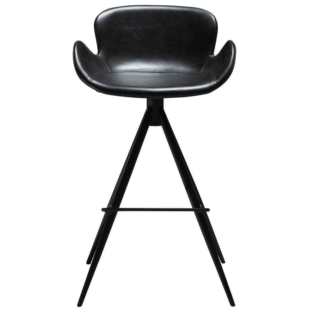 gaia bar stool vintage black art leather with black conical metal legs crib5 200200200 02 front