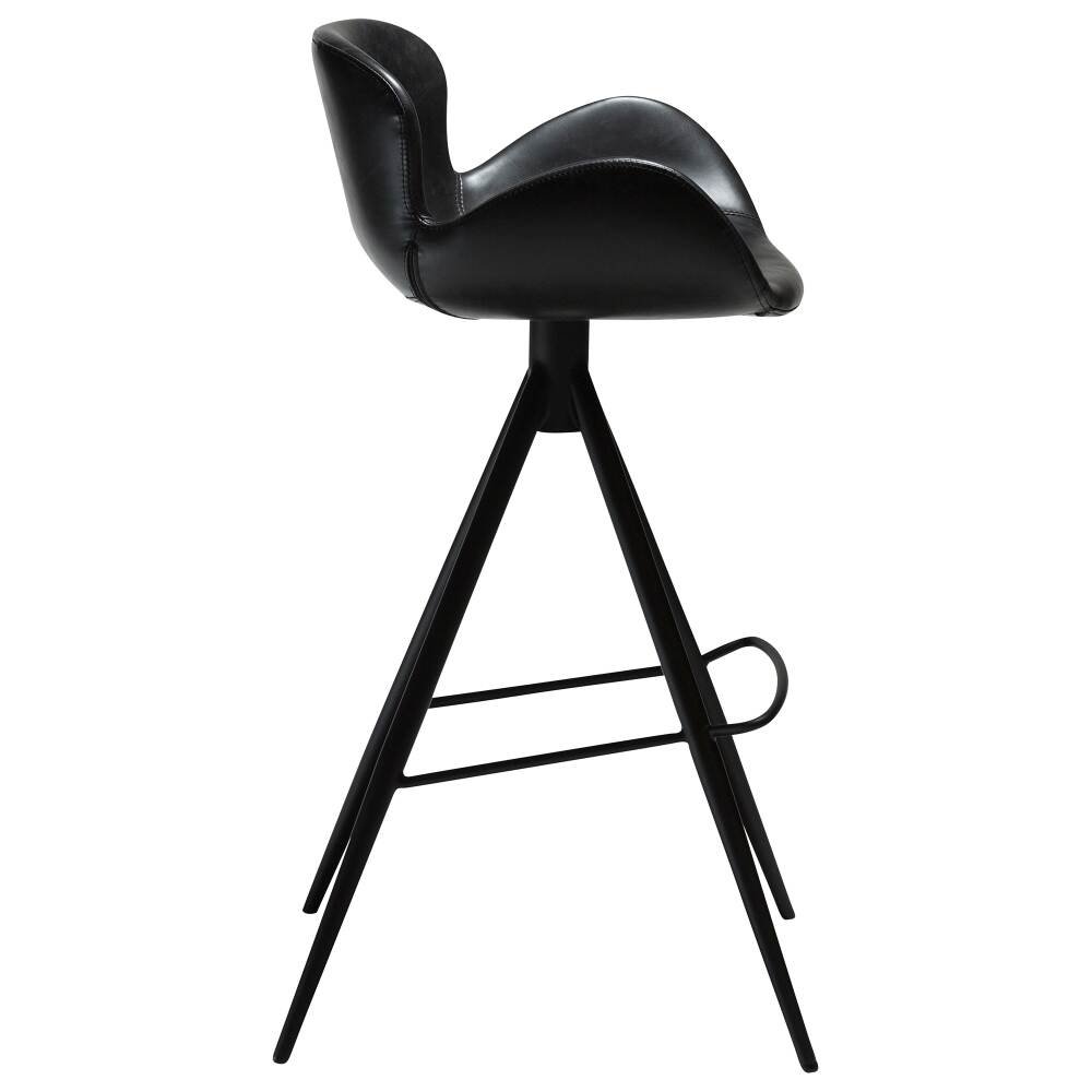 gaia bar stool vintage black art leather with black conical metal legs crib5 200200200 03 profile