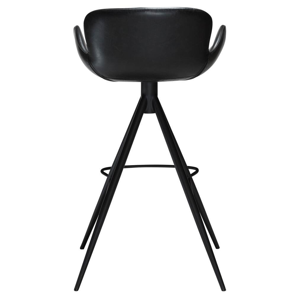 gaia bar stool vintage black art leather with black conical metal legs crib5 200200200 04 back