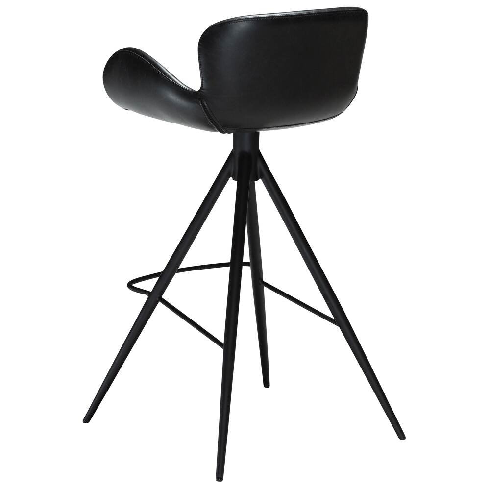 gaia bar stool vintage black art leather with black conical metal legs crib5 200200200 05 back angle