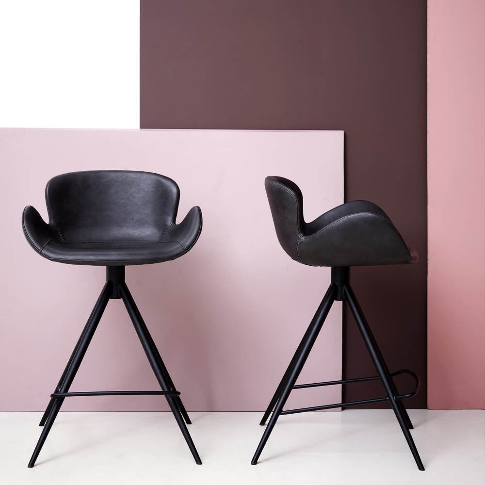 gaia bar stool vintage grey art leather 1