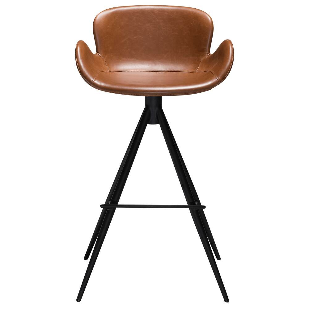 gaia bar stool vintage light brown art leather with black conical metal legs 200200110 02 front