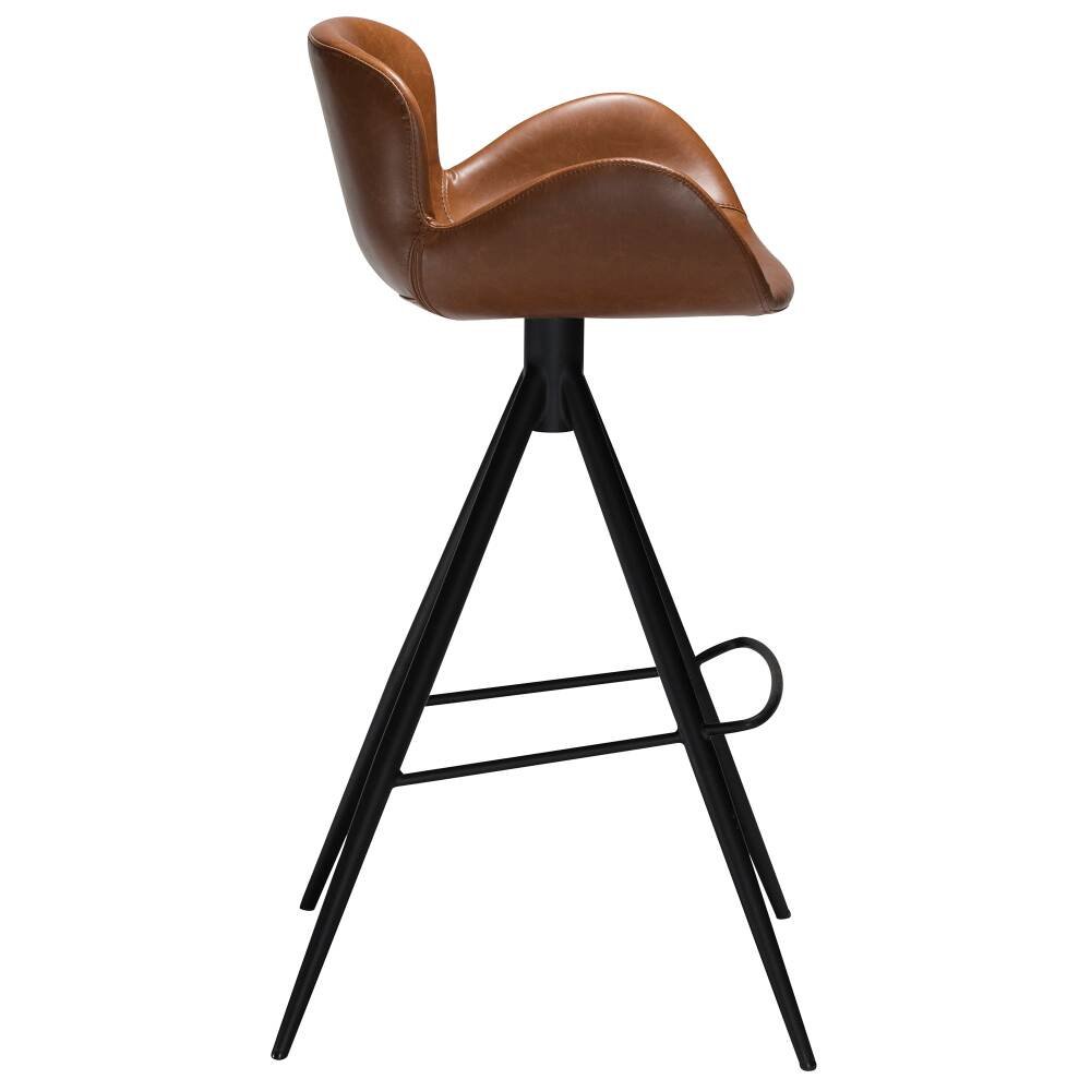 gaia bar stool vintage light brown art leather with black conical metal legs 200200110 03 profile