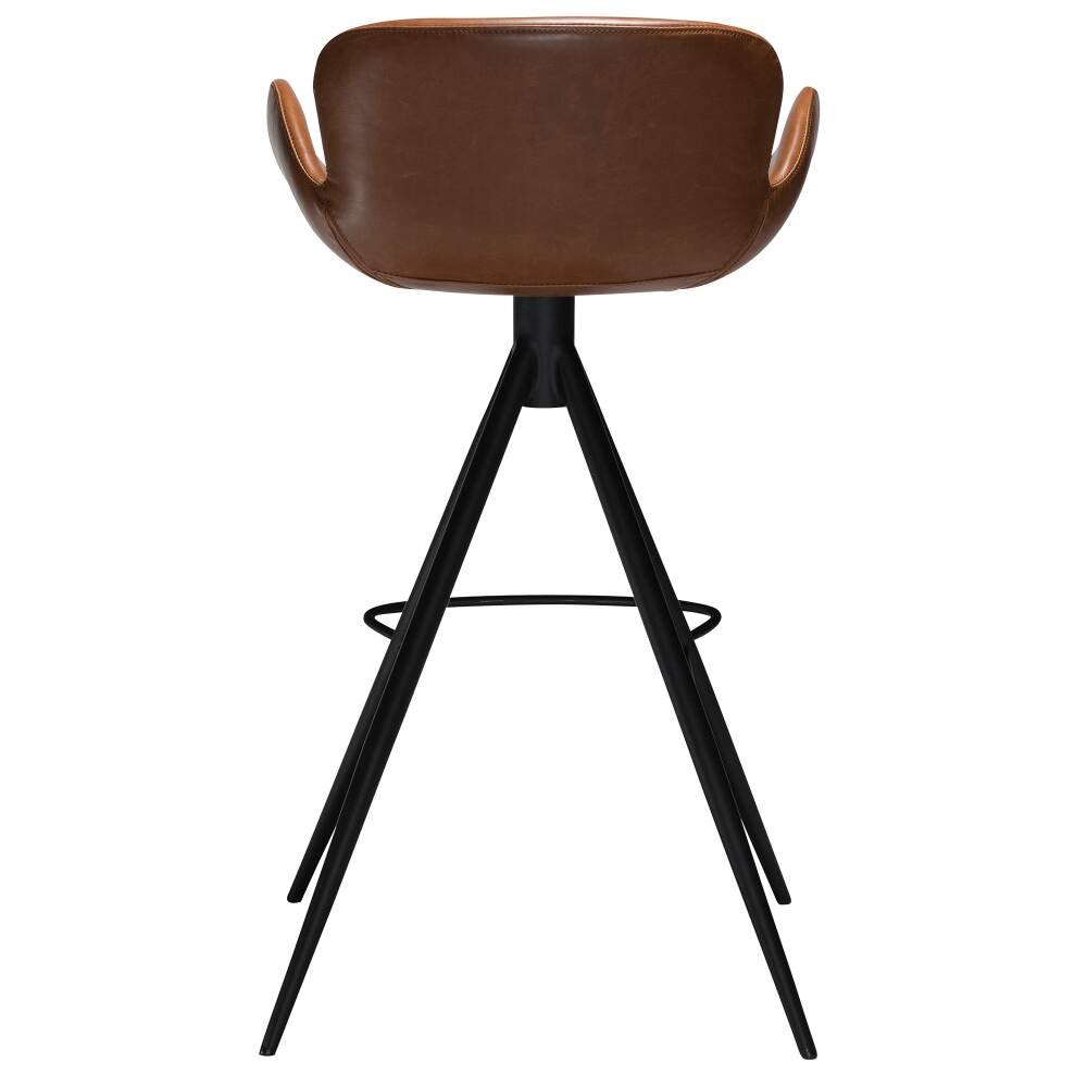 gaia bar stool vintage light brown art leather with black conical metal legs 200200110 04 back