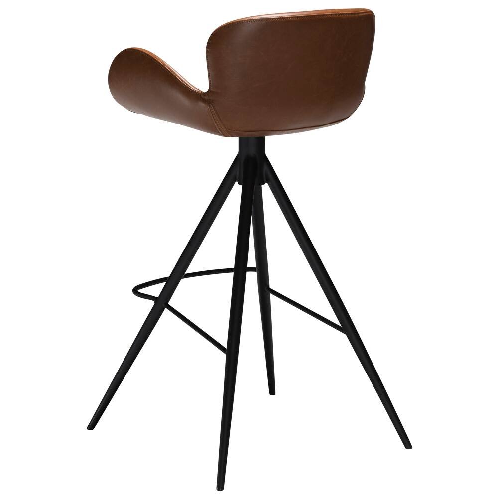 gaia bar stool vintage light brown art leather with black conical metal legs 200200110 05 back angle