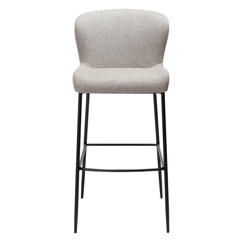 glam bar stool pebble earth boucle fabric with black metal legs 200206105 02 front