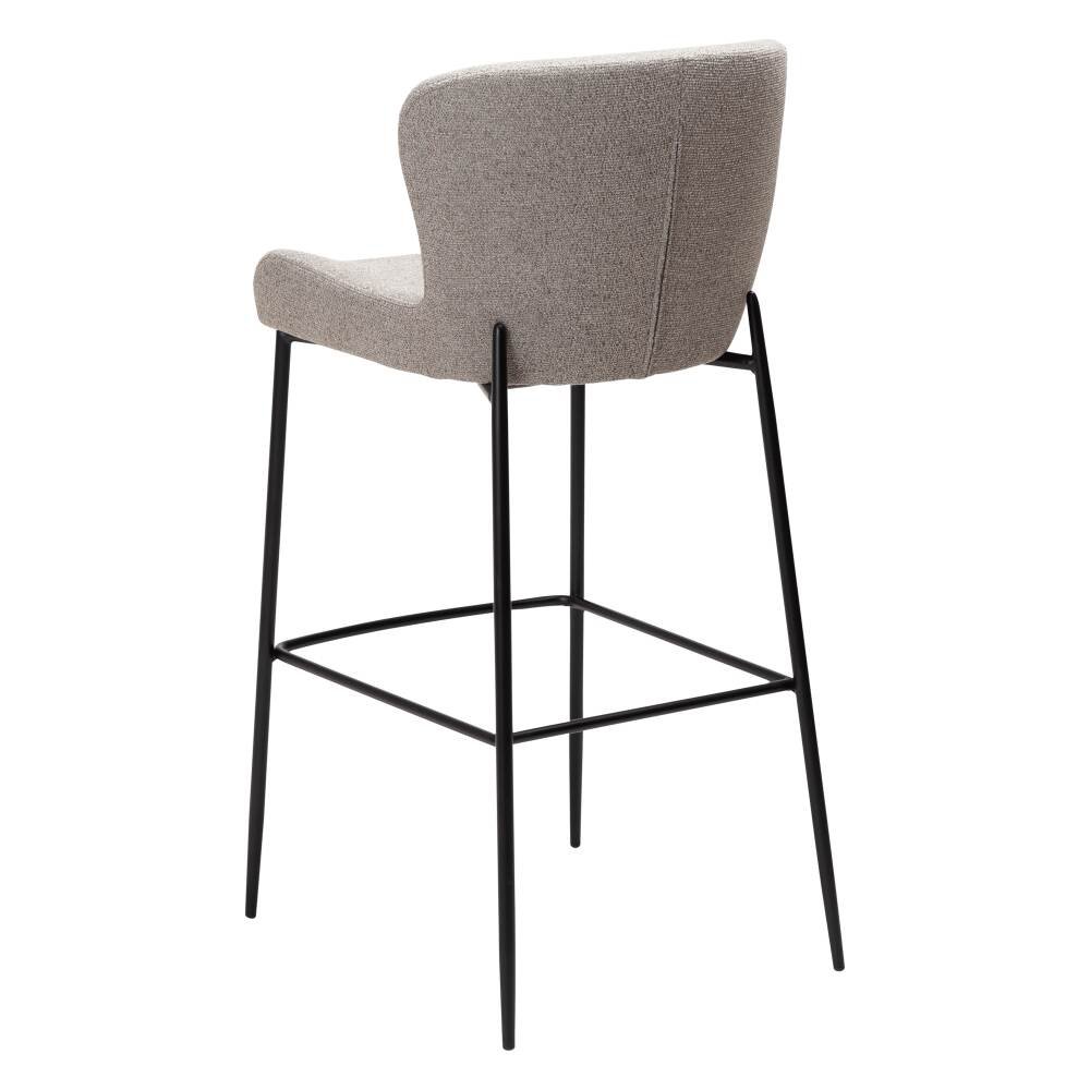 glam bar stool pebble earth boucle fabric with black metal legs 200206105 05 back angle