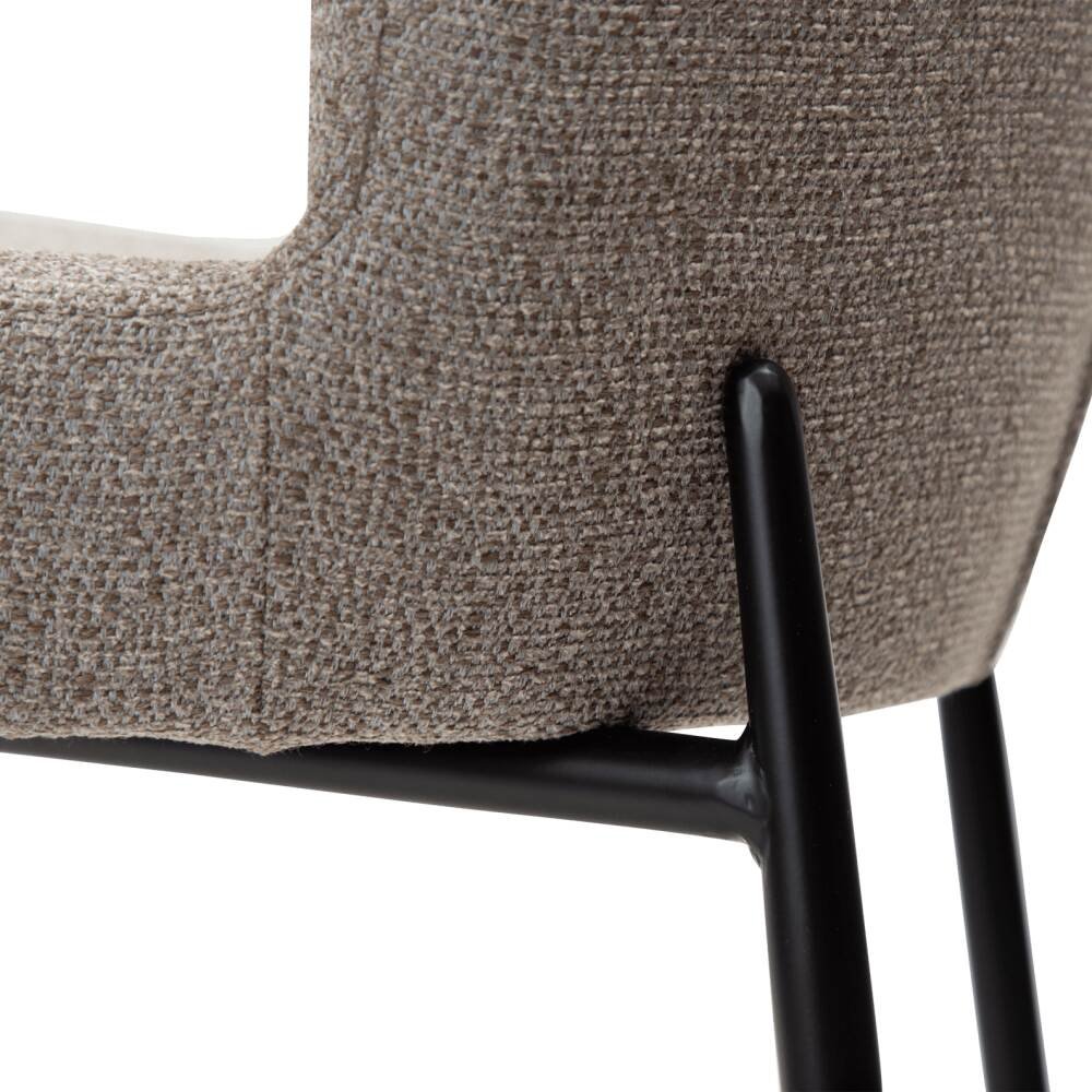 glam bar stool pebble earth boucle fabric with black metal legs 200206105 06 detail1