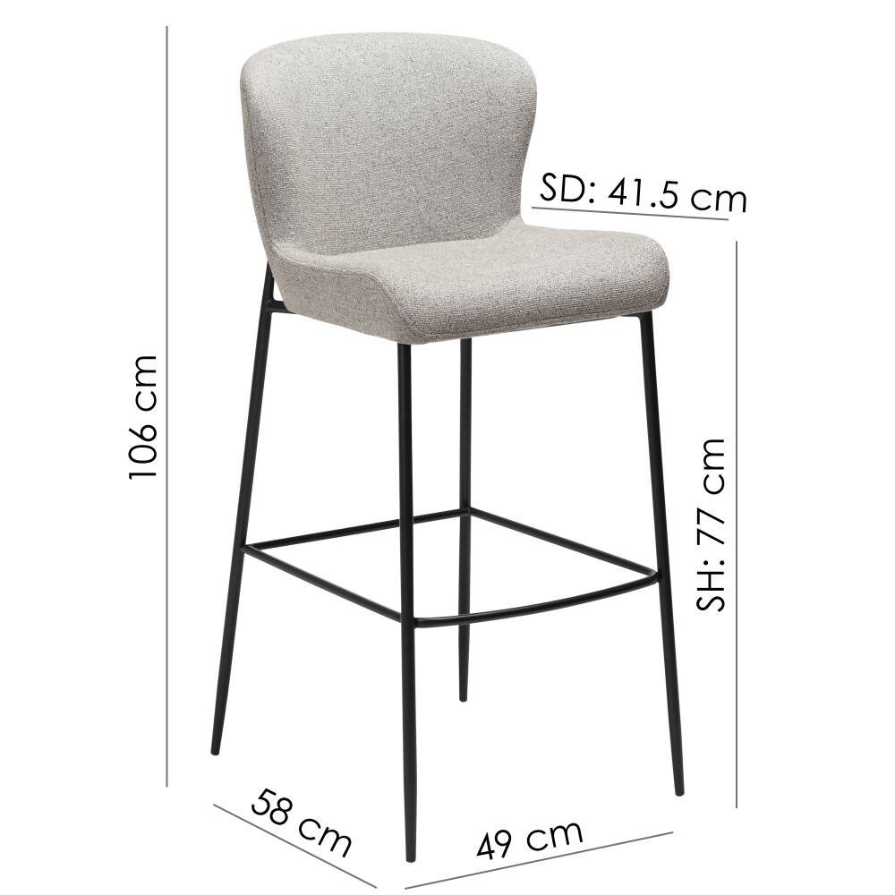 glam bar stool pebble earth boucle fabric with black metal legs 200206105 08 measurements