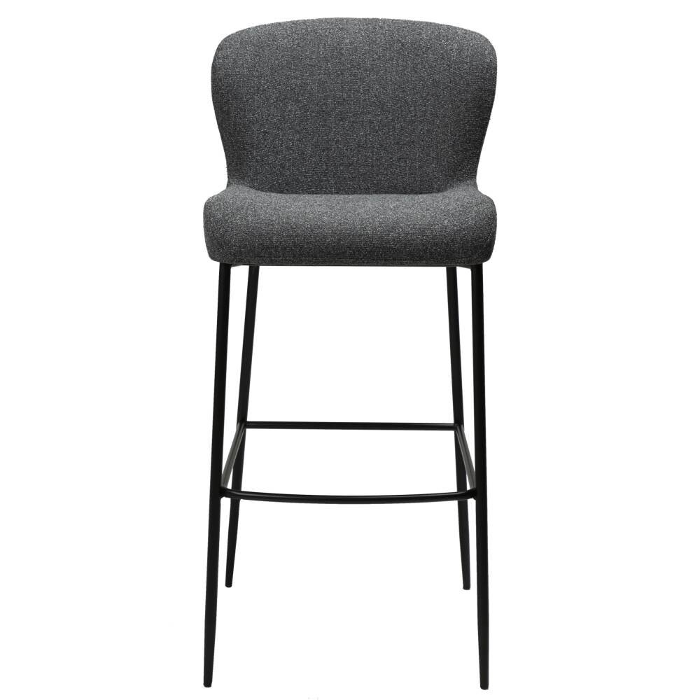 glam bar stool pebble grey boucle fabric with black metal legs 200206102 02 front