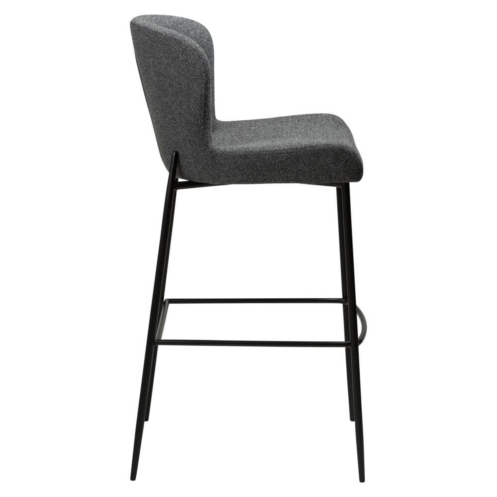 glam bar stool pebble grey boucle fabric with black metal legs 200206102 03 profile