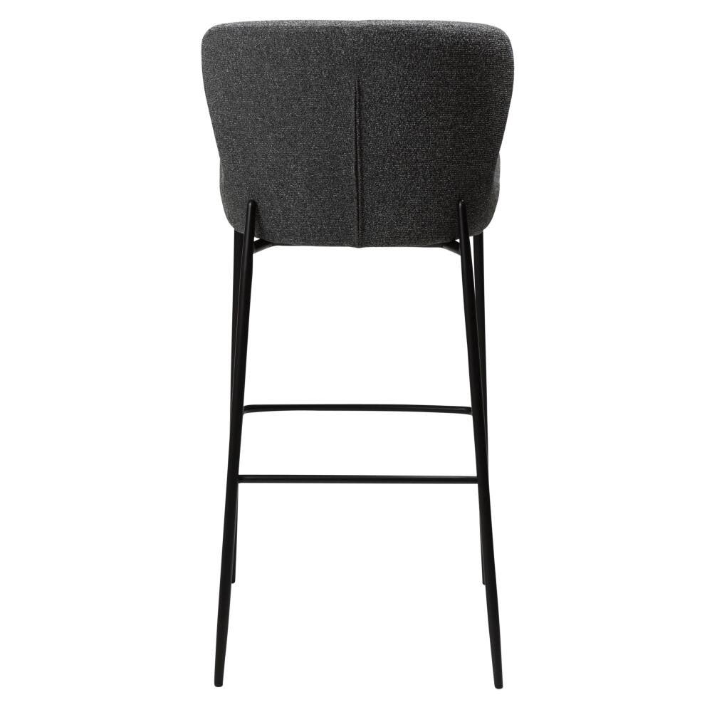 glam bar stool pebble grey boucle fabric with black metal legs 200206102 04 back