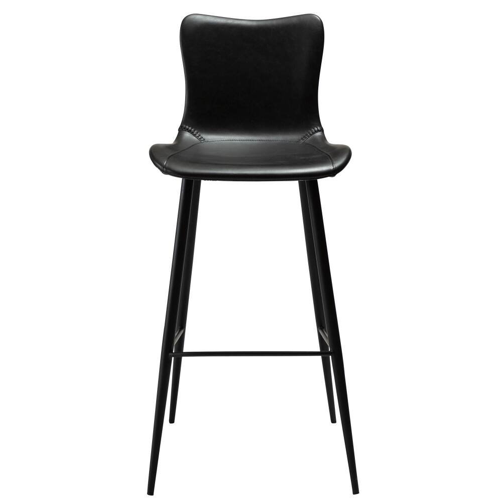medusa bar stool vintage black art leather with black conical metal legs 200600920 02 front