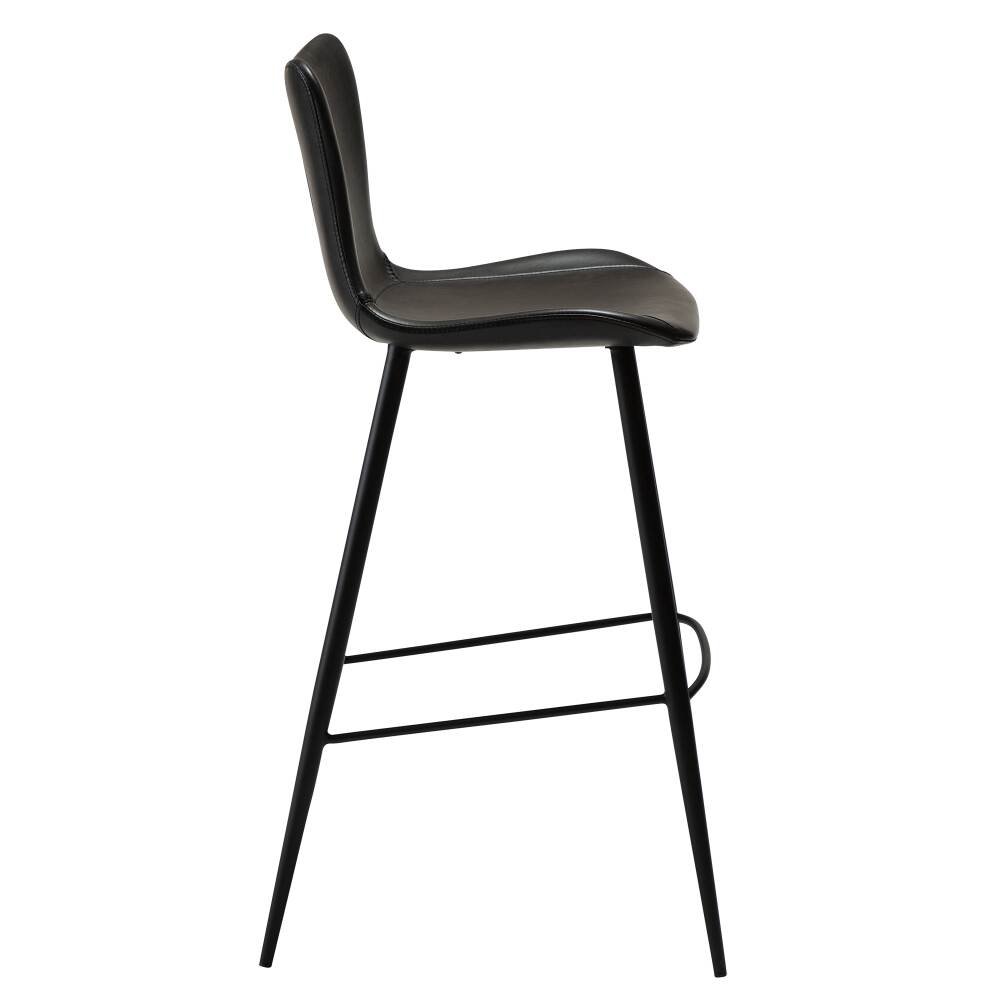 medusa bar stool vintage black art leather with black conical metal legs 200600920 03 profile