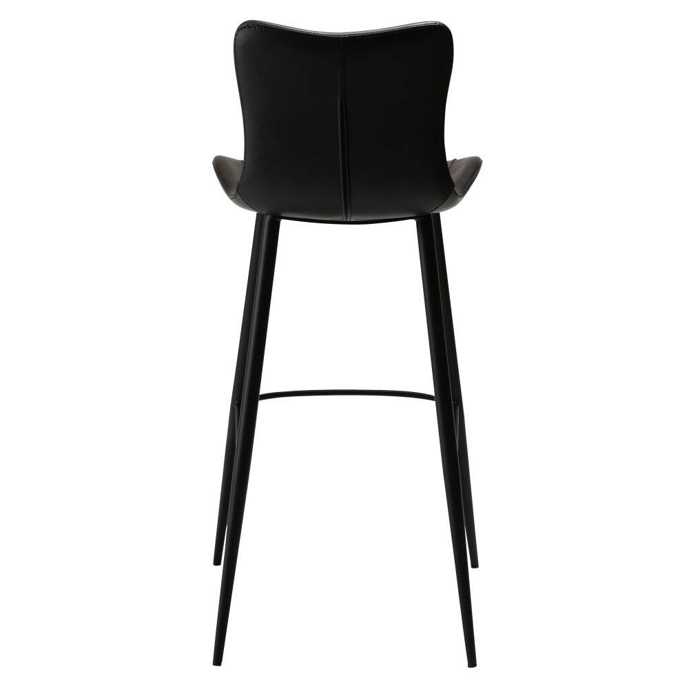 medusa bar stool vintage black art leather with black conical metal legs 200600920 04 back