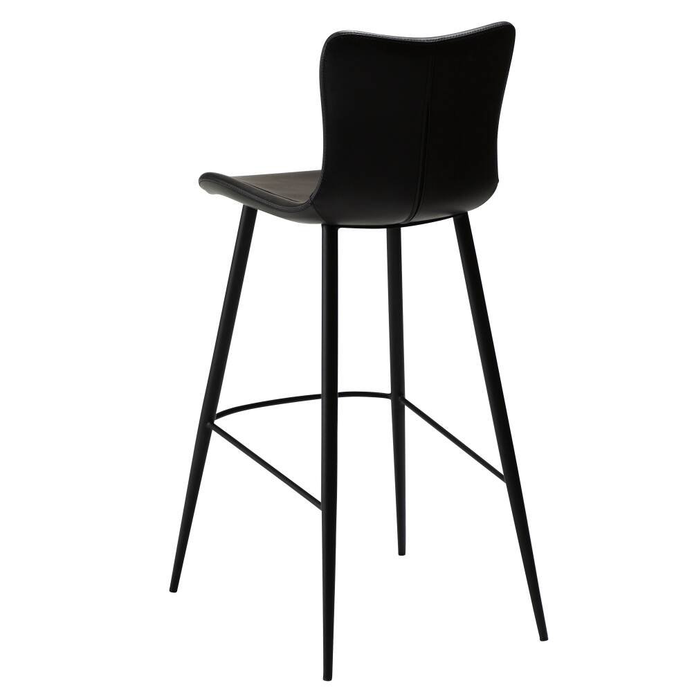 medusa bar stool vintage black art leather with black conical metal legs 200600920 05 back angle