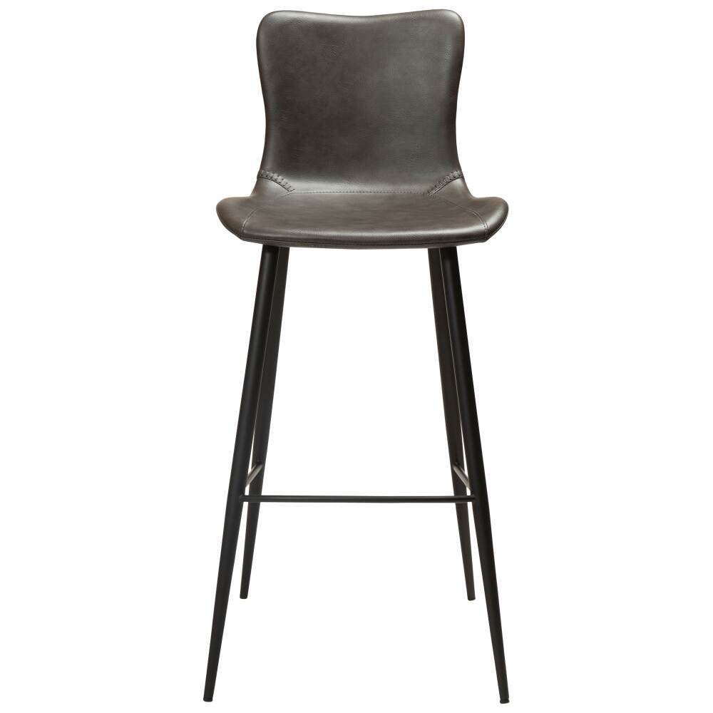 medusa bar stool vintage grey art leather with black conical metal legs 200600940 02 front