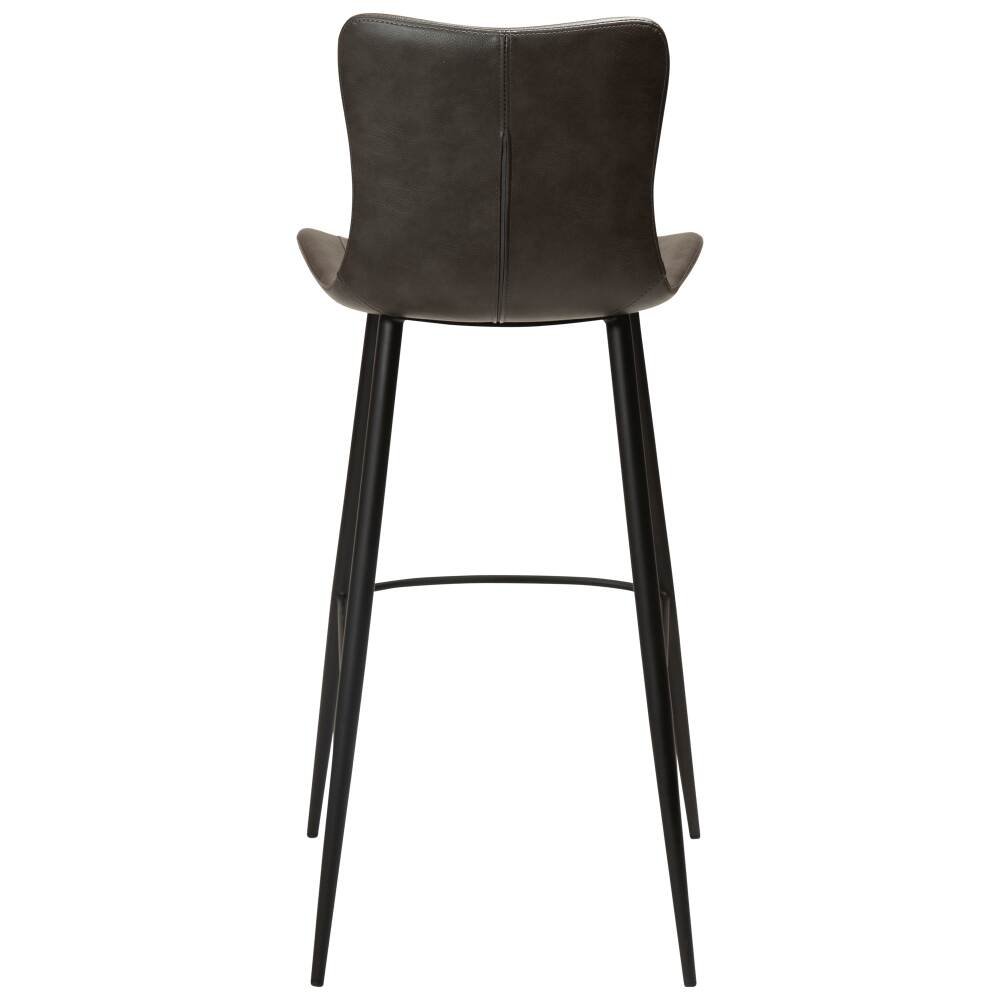 medusa bar stool vintage grey art leather with black conical metal legs 200600940 04 back