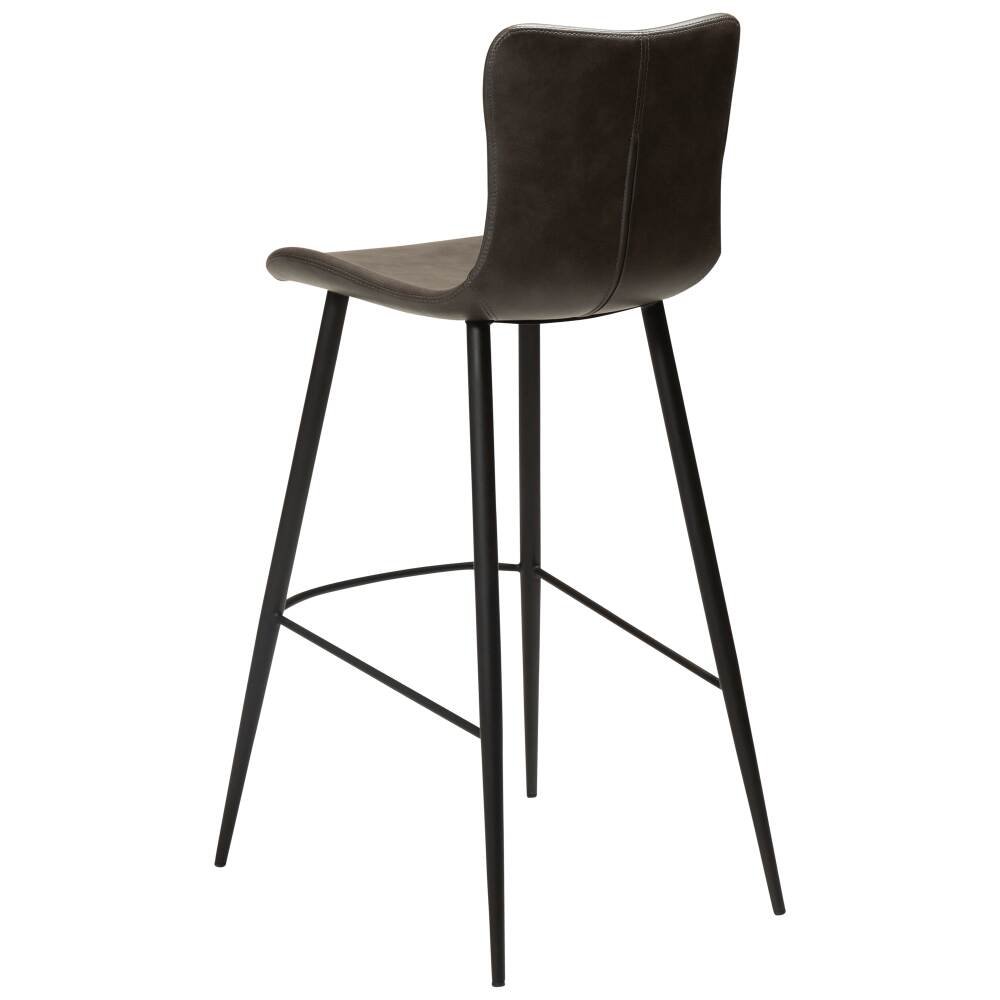 medusa bar stool vintage grey art leather with black conical metal legs 200600940 05 back angle