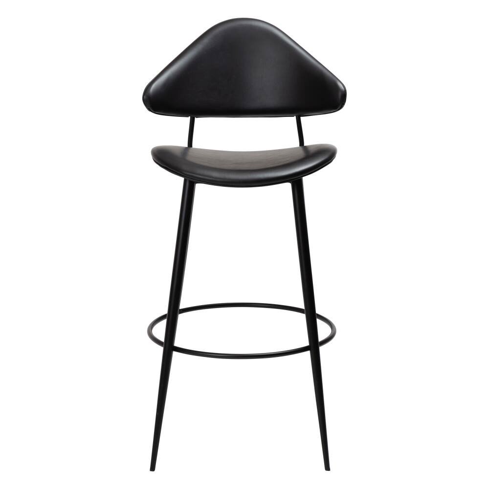 napoleon bar stool vintage black art leather with black metal legs 200204100 02 front
