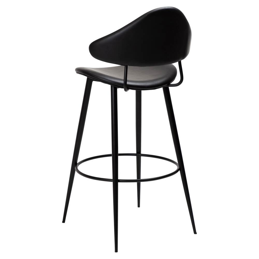 napoleon bar stool vintage black art leather with black metal legs 200204100 05 back angle