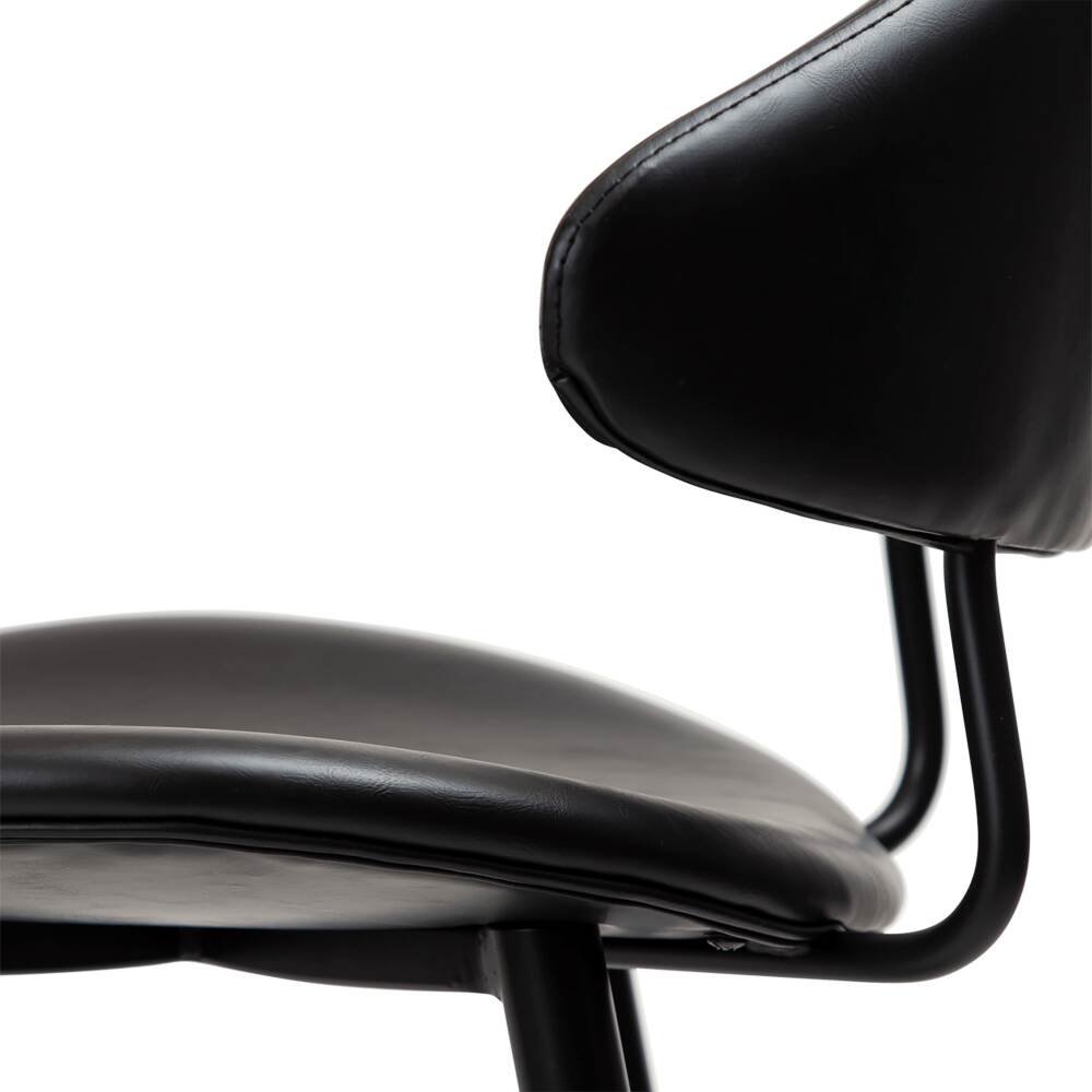 napoleon bar stool vintage black art leather with black metal legs 200204100 07 detail2