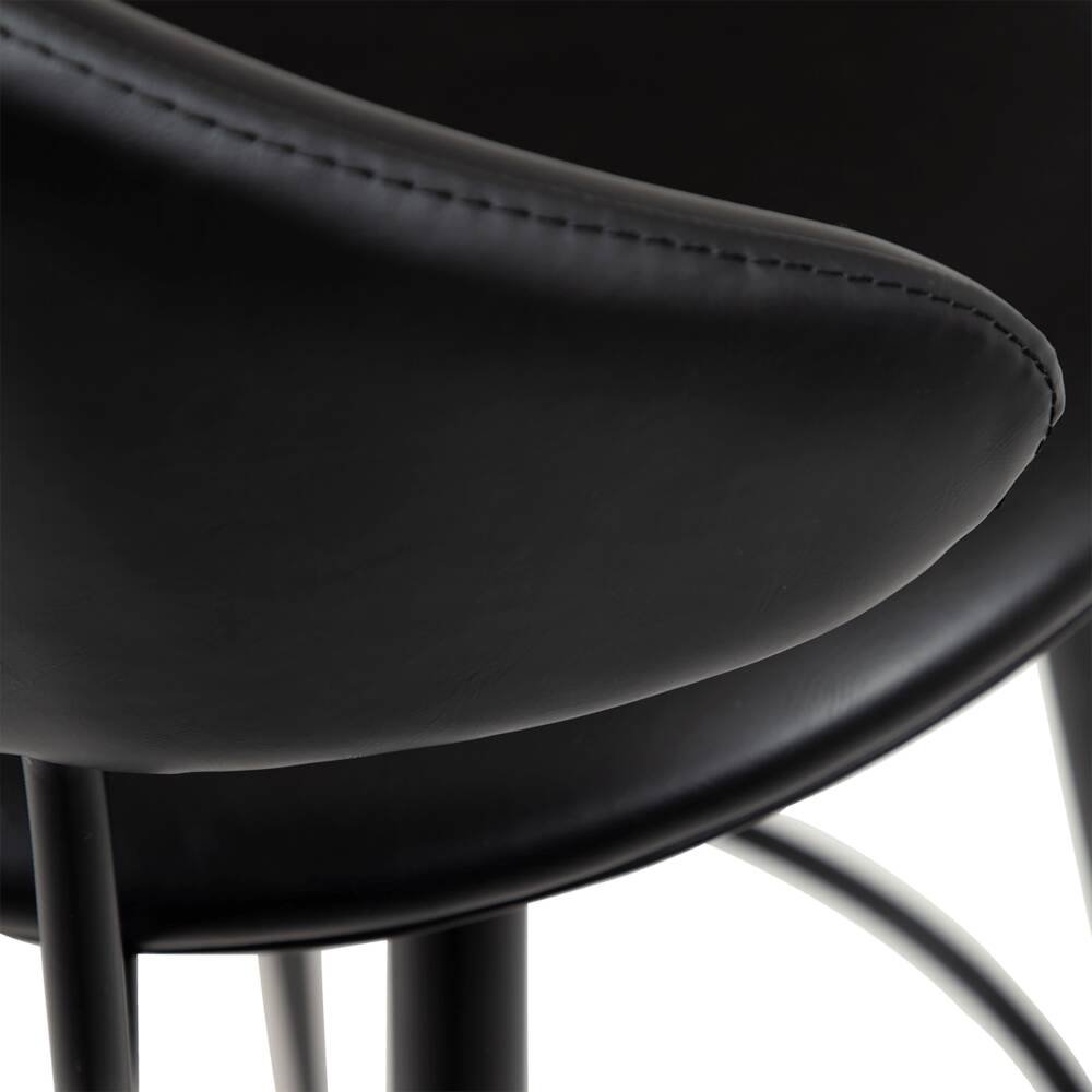 napoleon bar stool vintage black art leather with black metal legs 200204100 08 detail3