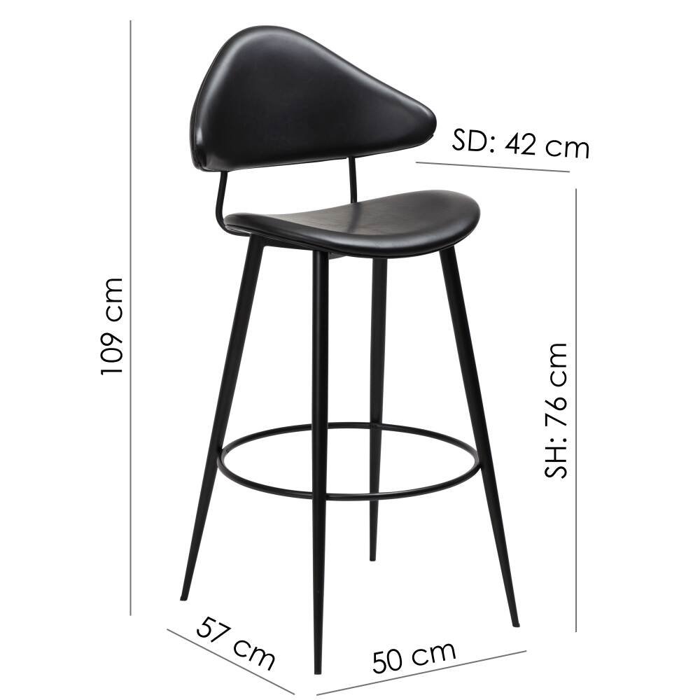 napoleon bar stool vintage black art leather with black metal legs 200204100 10 measurements 1