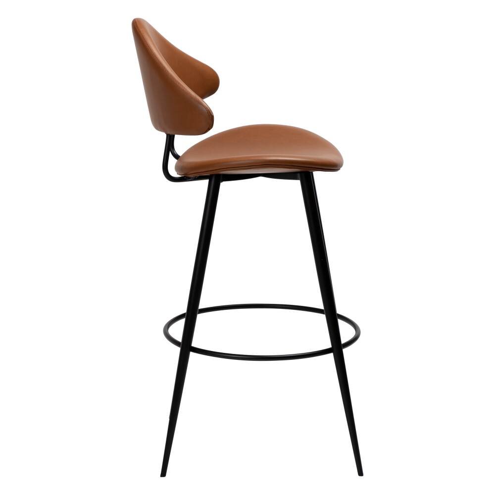 napoleon bar stool vintage light brown art leather with black metal legs 200204101 03 profile
