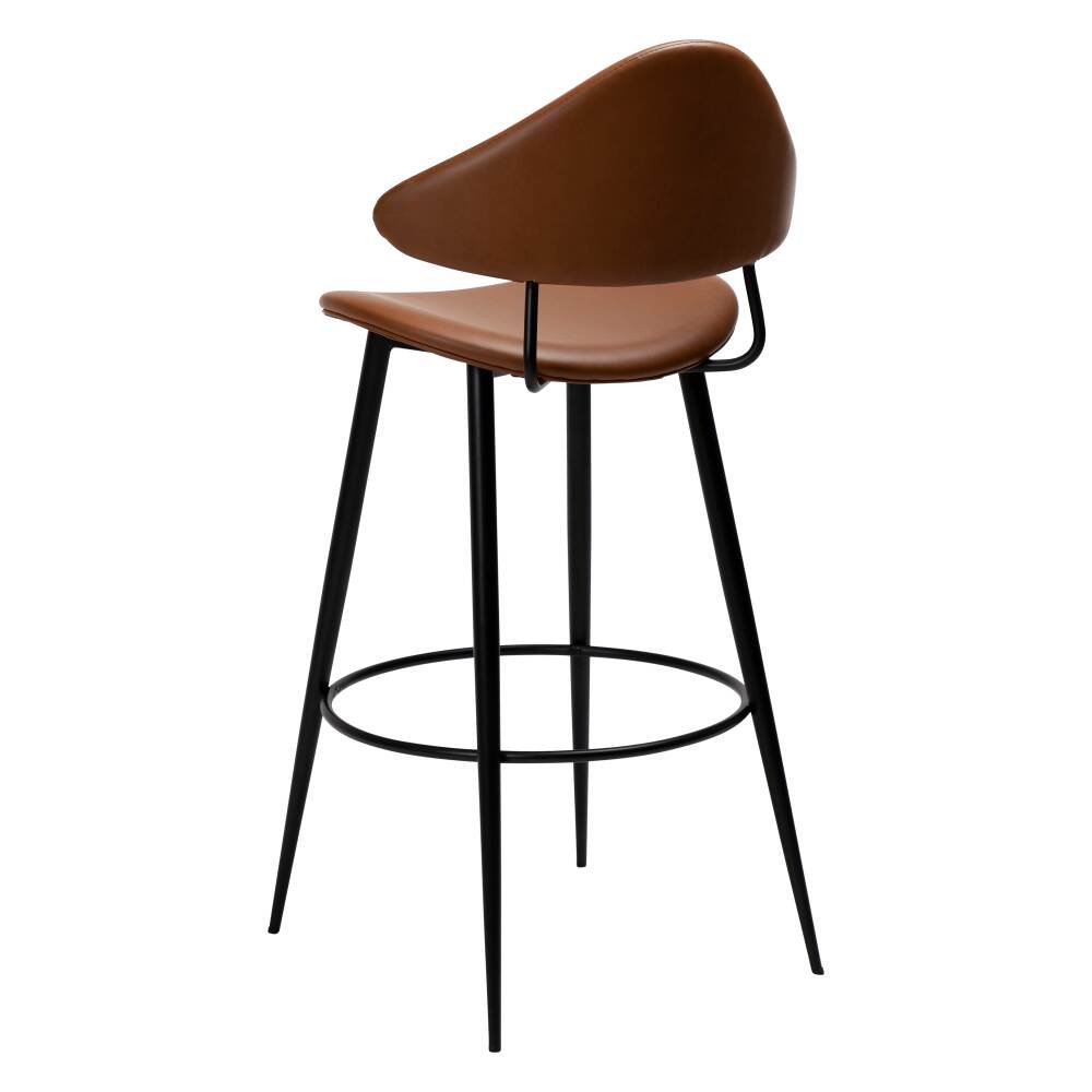 napoleon bar stool vintage light brown art leather with black metal legs 200204101 05 back angle