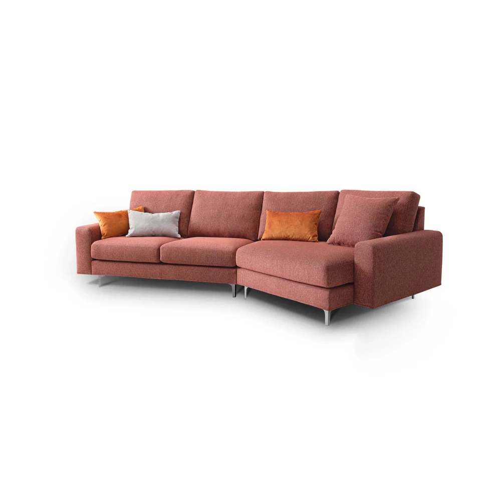 Kampinė sofa CASSANDRA su ištraukiamu pakoju ir kvadratiniais porankiais