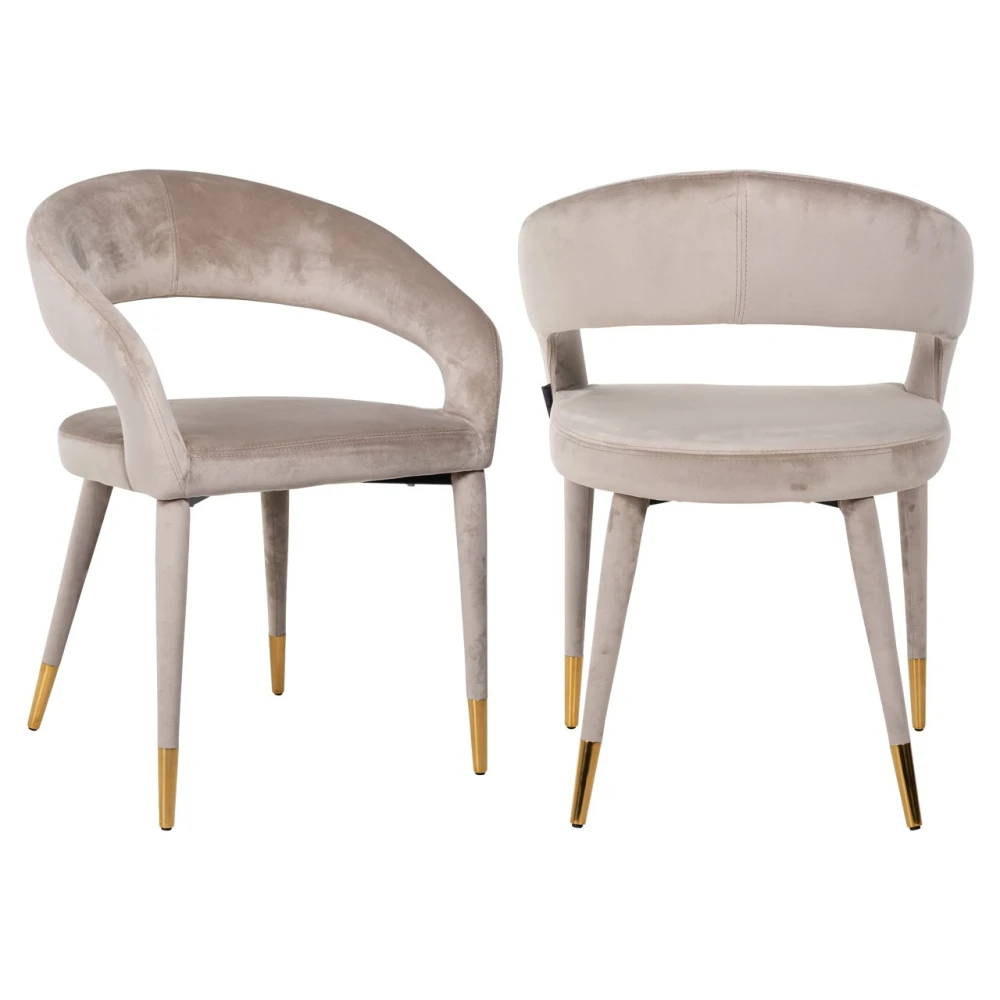Dining chair Gia khaki velvet fire retardant