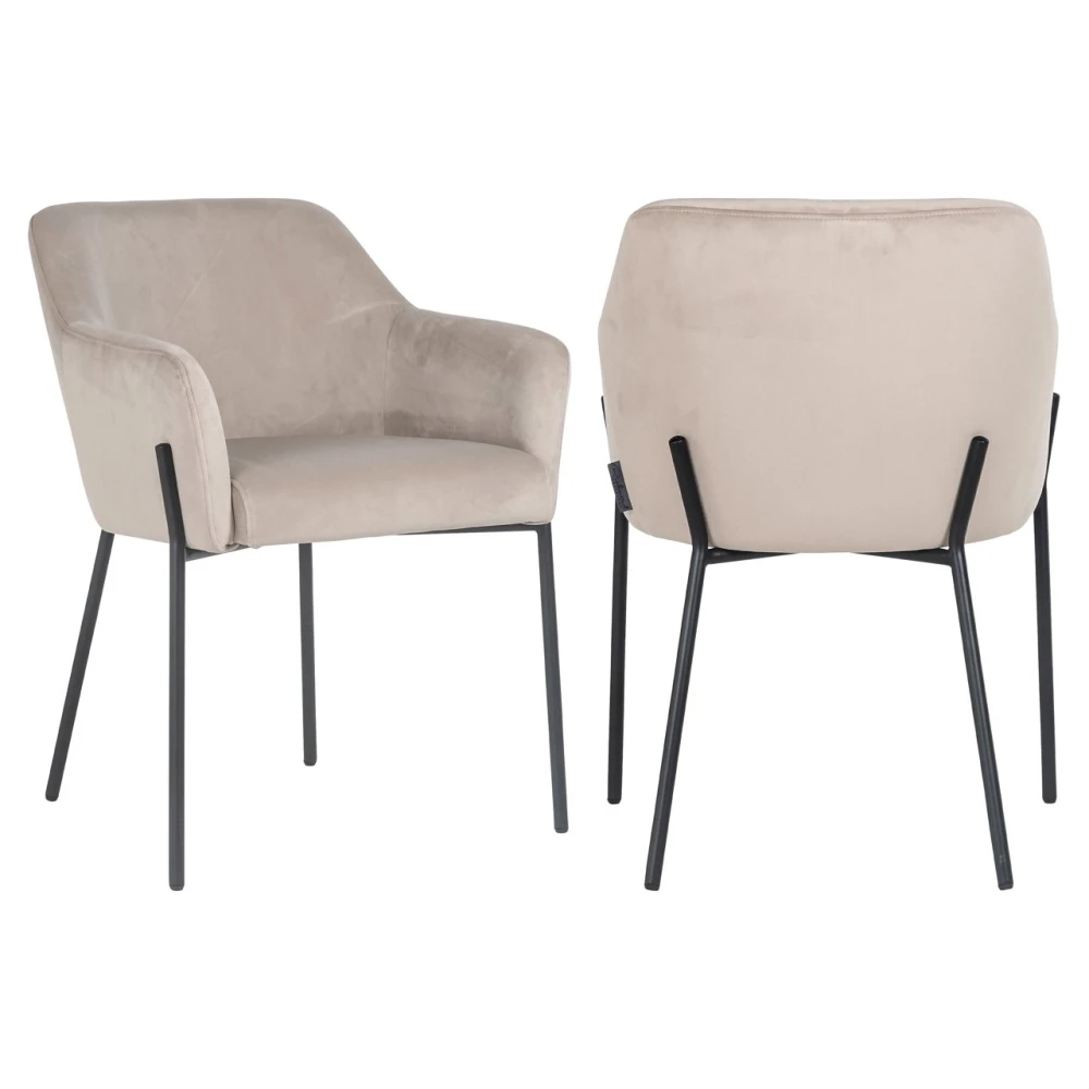 Dining chair Fay khaki velvet fire retardant